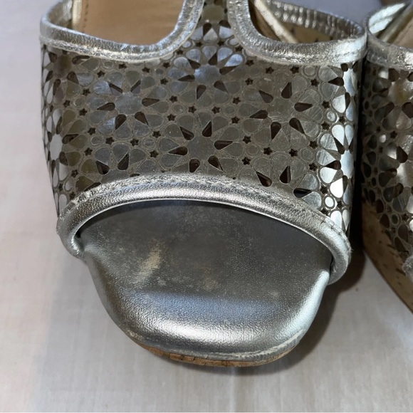 Antonio Melani Wedge Heels Women’s Size 9 M Sandals Silver Leather Cork Heel - Picture 6 of 14